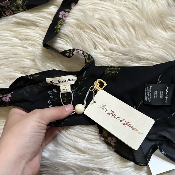 FOR LOVE AND LEMONS Odette Crop Top In Black Floral - Picture 5 of 5